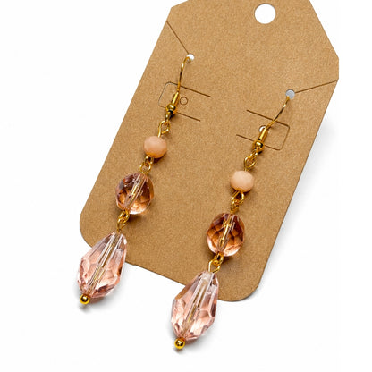 Peach Amber Crystal Pendent / Color Basics Earrings