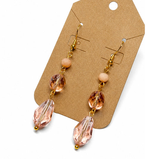 Peach Amber Crystal Pendent / Color Basics Earrings