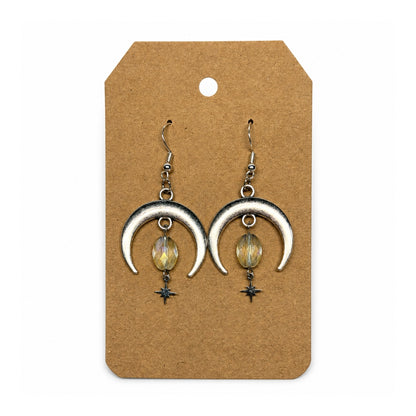 Upside-Down Crescent Moon Clear Sparkle / Earrings